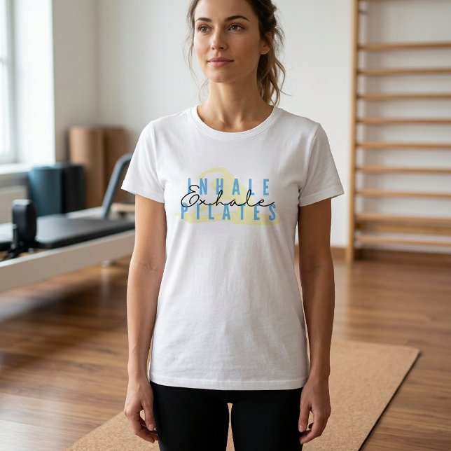 Inhalera Utandning Pilates Citat T-Shirt (Pilates Tshirt)