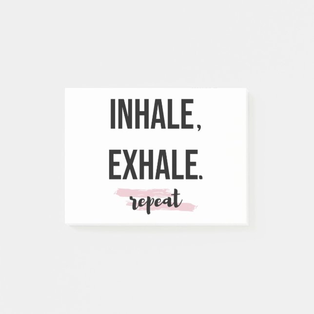 Inhalera Utandning Upprepa T-Shirt Yoga Citat Gåva Post-it Block (Framsida)