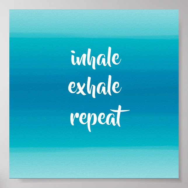 inhalerad exhalturkos och blått rand spa poster (Framsidan)