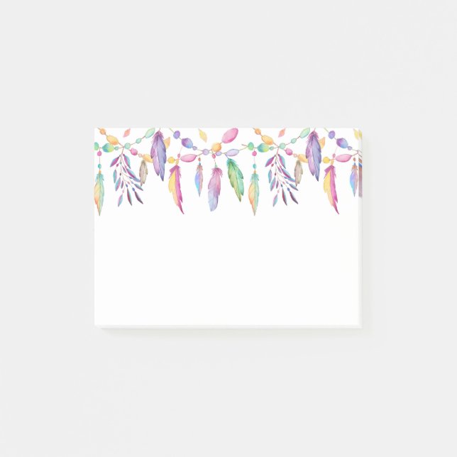 Inhemska amerikanska vattenfärgsfjädrar i Indien Post-it Block (Framsida)