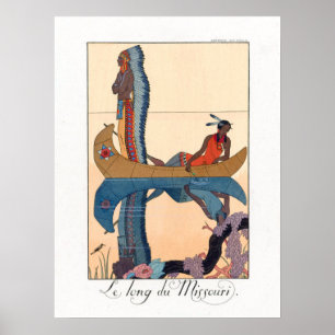 inhemska par i en kanot poster