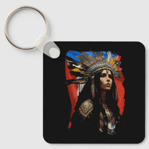 Inhemska Taino Woman Puerto Rican Flagga Västindie Nyckelring