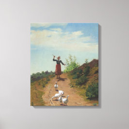 Inhysning av Gäss (av Paul Peel) hemma Canvastryck