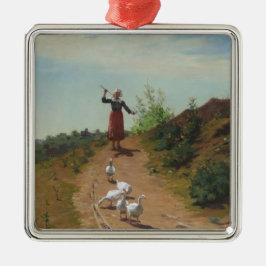 Inhysning av Gäss (av Paul Peel) hemma Julgransprydnad Metall