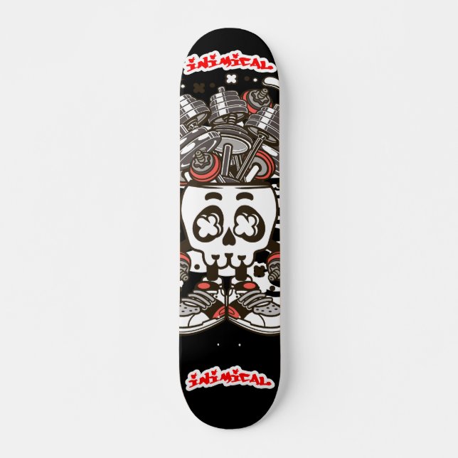 Inimic Barbell Skull Mini Skateboard Bräda 18,5 Cm (Framsida)