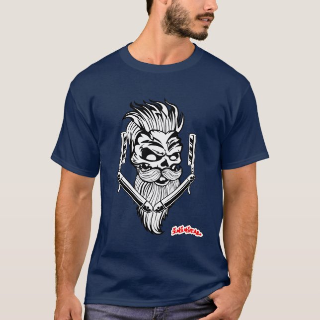 Inimic Barber Skull T Shirt (Framsida)