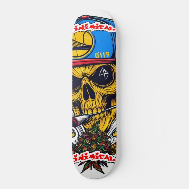 Inimic Golden State Skull Mini Skateboard Bräda 18,5 Cm (Framsida)