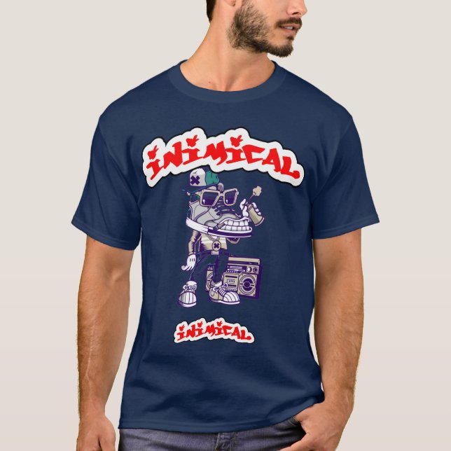Inimic Graffiti Boombox T Shirt (Framsida)