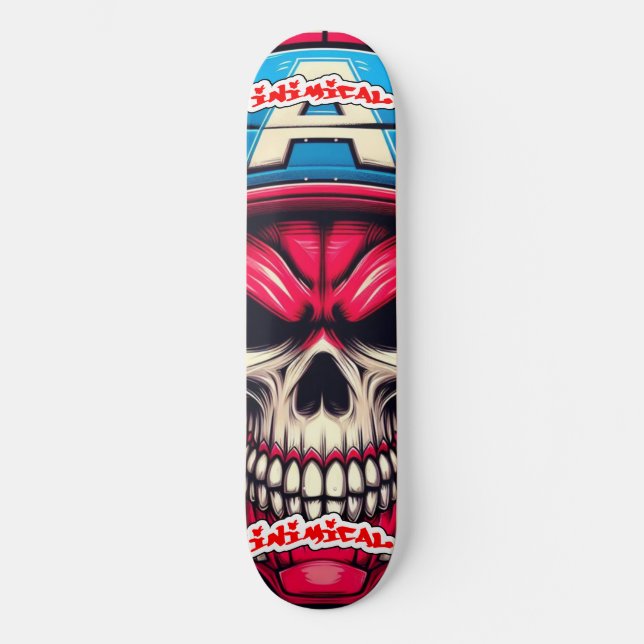 Inimic Red Skull Mini Skateboard Bräda 18,5 Cm (Framsida)