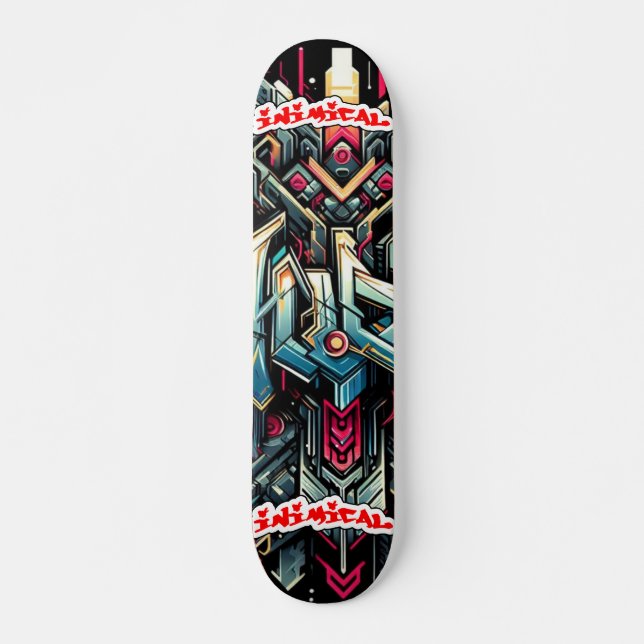 Inimic Wildstyle Graffiti Abstrakt Mini Skateboard Bräda 18,5 Cm (Framsida)