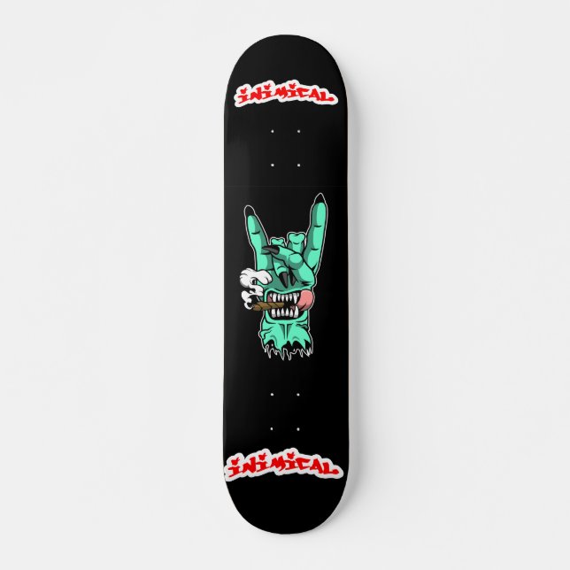 Inimic Zombie Hand Djävulen Sign Mini Skateboard Bräda 18,5 Cm (Framsida)