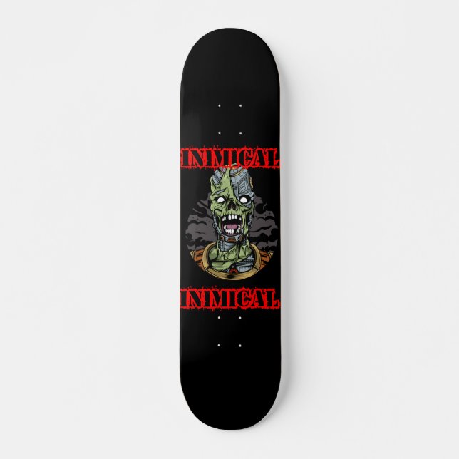 Inimic Zombie Skull Mini Skateboard Bräda 18,5 Cm (Framsida)