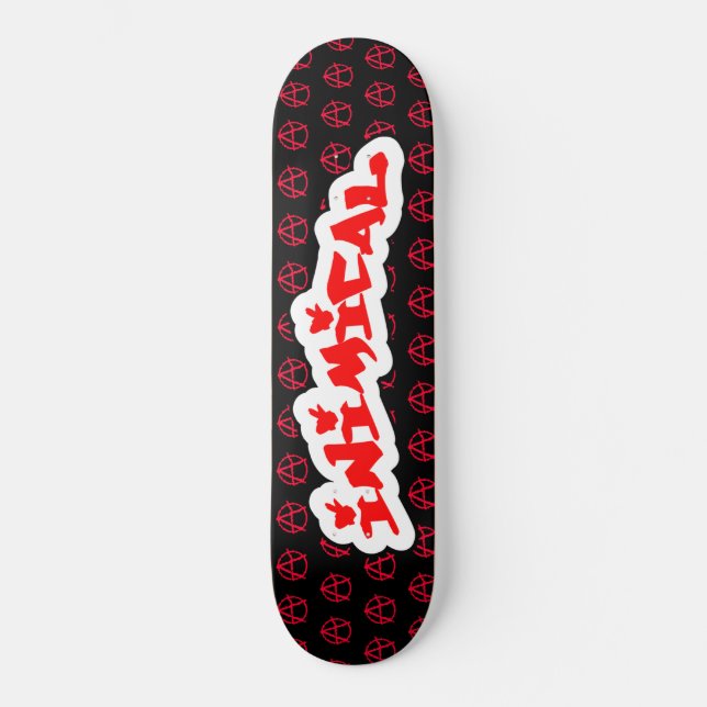 Inimisk anarkisymbol mini skateboard bräda 18,5 cm (Framsida)