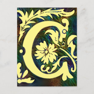 Initail Brev C Vintage Corlorul ornament Vykort