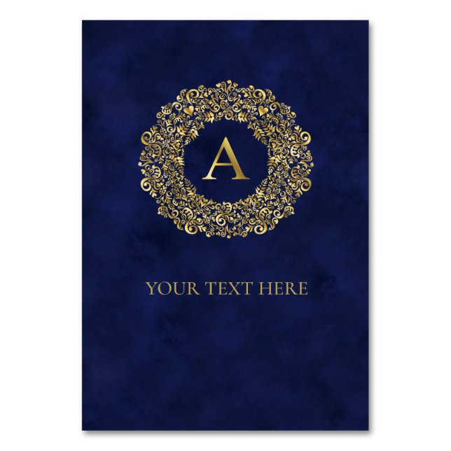 Initial A gyllene Damask Klassiskt Mönster  Bordsnummer (Framsidan)