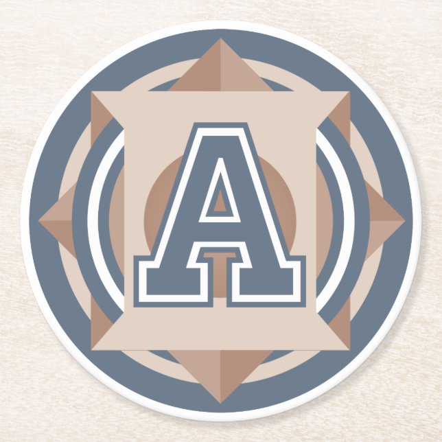 Initial "a-" Monogram för anpassningsbar Underlägg Papper Rund (Framsidan)