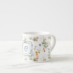 Initial, Akvarell 1600-tal Blommig Konst 6oz Espressomugg