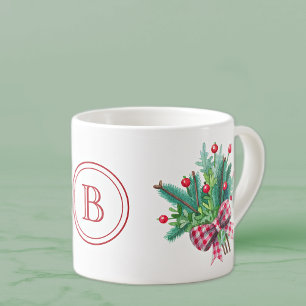 Initial, Akvarellbär & Grönskande Blomsterbukett 6 Espressomugg