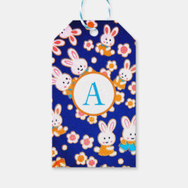 INITIAL AV Märkre JAPANESE BUNNIES AND FLOWERS DIY Presentetikett