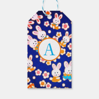 INITIAL AV Märkre JAPANESE BUNNIES AND FLOWERS DIY Presentetikett