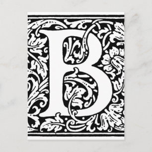 Initial B Monogram. Anpassat namn blommönster Vykort