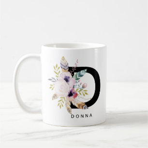 Initial Boho för Monogram "för D-" alfabetmugg Kaffemugg