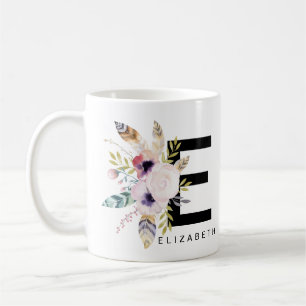 Initial Boho för Monogram "för e-" alfabetmugg Kaffemugg