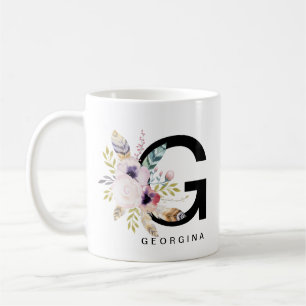 Initial Boho för Monogram "för G-" alfabetmugg Kaffemugg