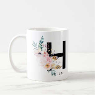 Initial Boho för Monogram "för H-" alfabetmugg Kaffemugg