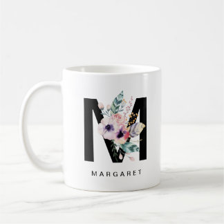 Initial Boho för Monogram "för M-" alfabetmugg Kaffemugg