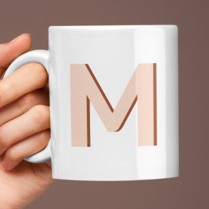 Initial Brev Monogram Modern Snyggt Peach Kaffemugg