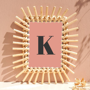 Initial Brev Monogram Modern Snyggt Peach Poster