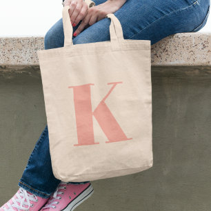 Initial Brev   Monogram Modern Snyggt Peach Tygkasse