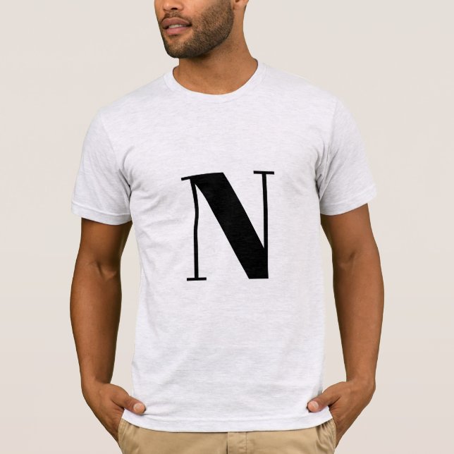 Initial Brev | Monogram Modern Snyggt Trendig T Shirt (Framsida)