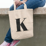 Initial Brev | Monogram Modern Snyggt Trendig Tygkasse<br><div class="desc">Enkelt,  snyggtens anpassningsbar,  initialt brev monogram till säcken i modern minimalistisk typografi i svart. En anpassningsbar i perfekt eller mode-tillbehör med personlig beröring!</div>