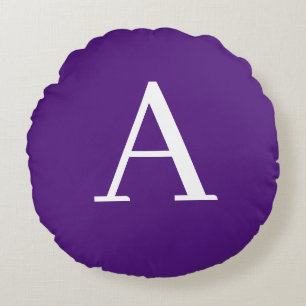 Initial Brev Monogram Modern Stil Lila och blå Rund Kudde