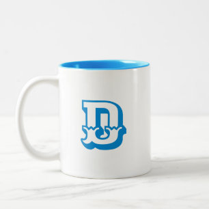 Initial Brev Monogram Modern Trendig Blue Färg Två-Tonad Mugg