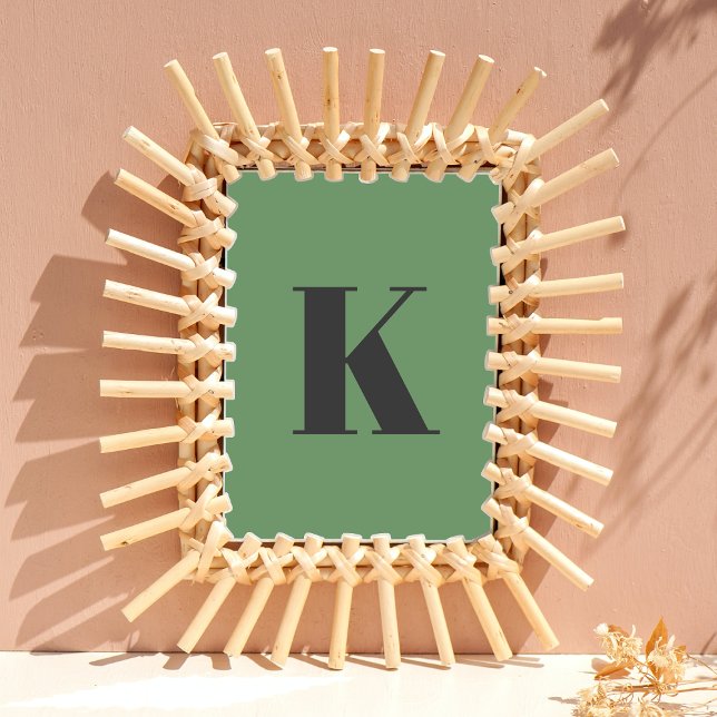 Initial Brev | Monogram Modern Trendig Sage Grönt Poster (Skapare uppladdad)