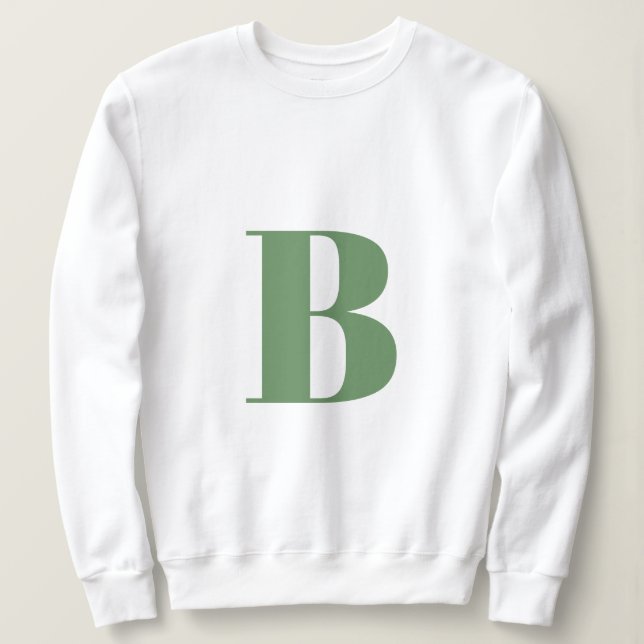 Initial Brev | Monogram Modern Trendig Sage Grönt T Shirt (Design framsida)