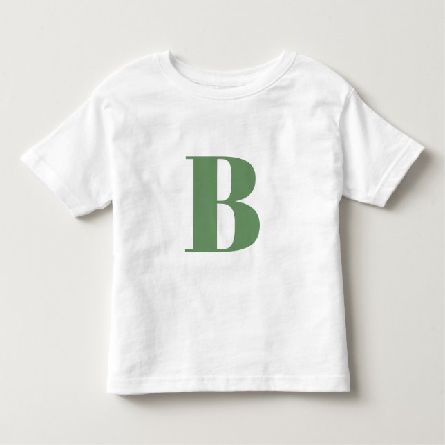 Initial Brev | Monogram Modern Trendig Sage Grönt T Shirt (Framsida)