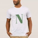 Initial Brev | Monogram Modern Trendig Sage Grönt T Shirt<br><div class="desc">Enkelt, snyggt anpassningsbar initialt brev monogram manar-skjorta i modern minimalistisk typografi i sage grönt. En anpassningsbar i perfekt eller mode-tillbehör med personlig beröring!</div>