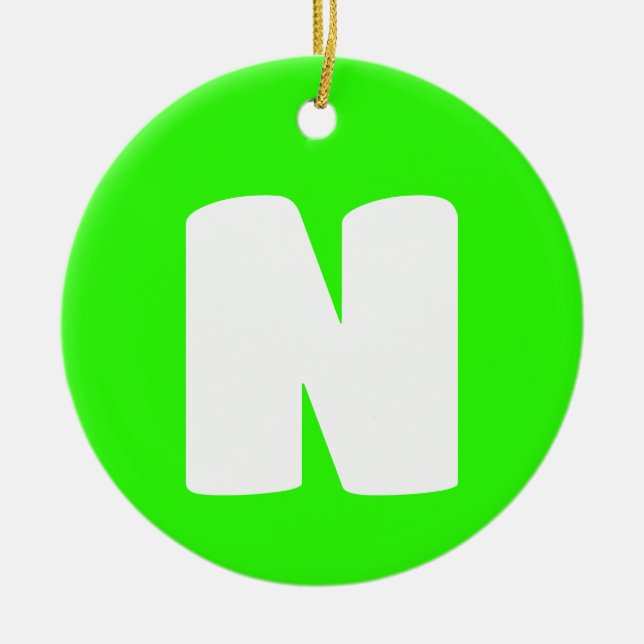 Initial Brev | Ny Grönt Trendig Modern Julgransprydnad Keramik (Framsidan)