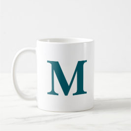 Initial Brev Teal Monogram Modern Kaffemugg