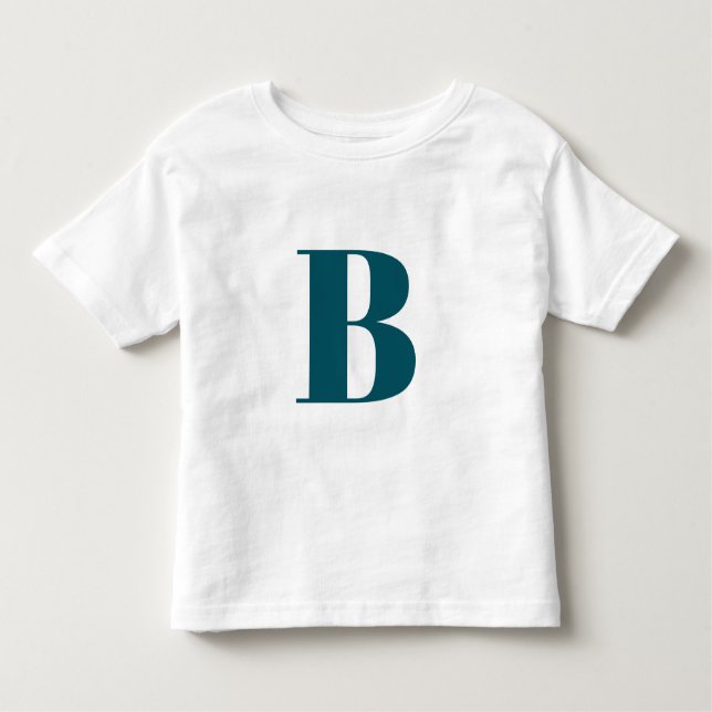Initial Brev | Teal Monogram Modern Snyggt Coola T Shirt (Framsida)