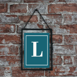 Initial Brev |Teal Monogram Modern Stylis Poster