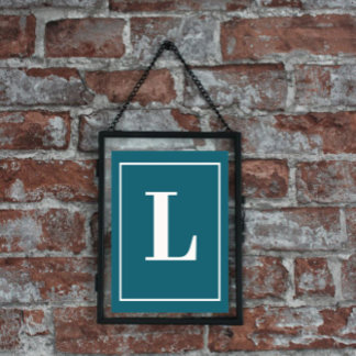 Initial Brev |Teal Monogram Modern Stylis Poster