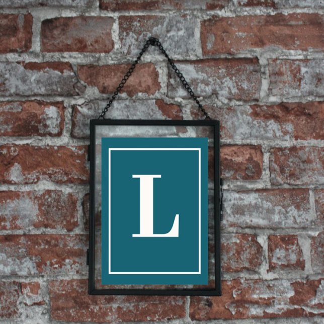 Initial Brev |Teal Monogram Modern Stylis Poster (Skapare uppladdad)