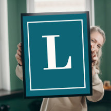 Initial Brev |Teal Monogram Modern Stylis