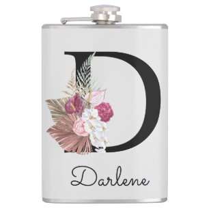Initial D Broscherad Rosa Boho Blommig Fickplunta
