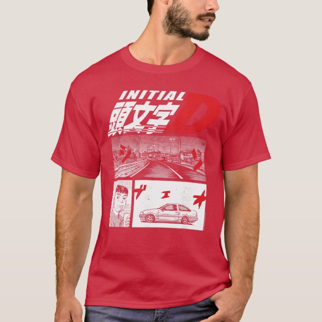 Initial D Manga 3 Panel Manga vän T Shirt (Framsida)